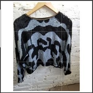 Tops - Gray and Black sequined crop top Tops - Gray and Black sequined crop top